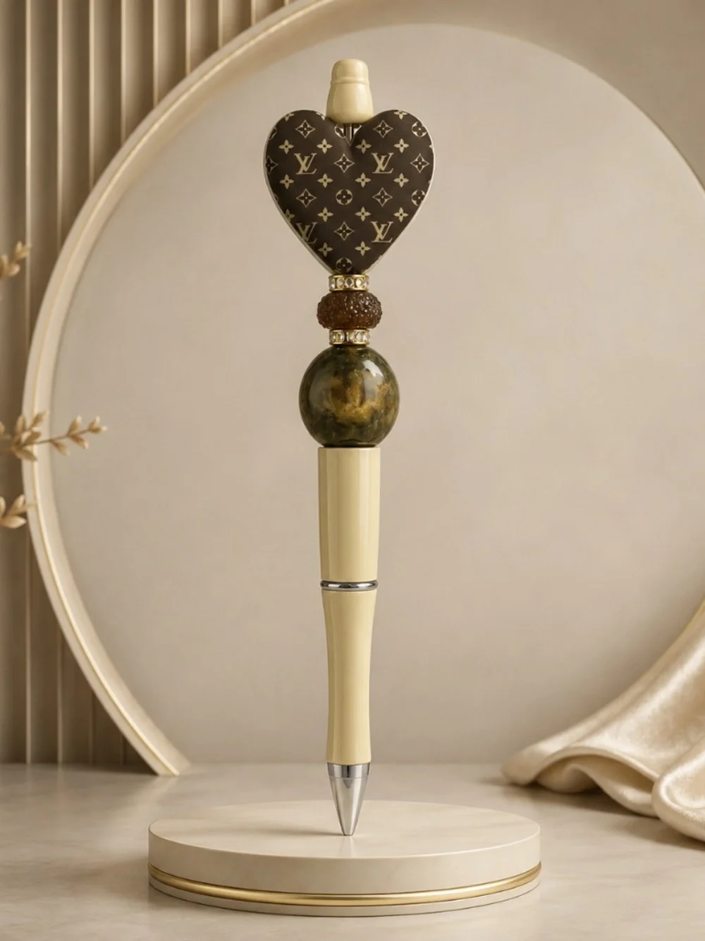 Golden Luxe Heart Beaded Pen